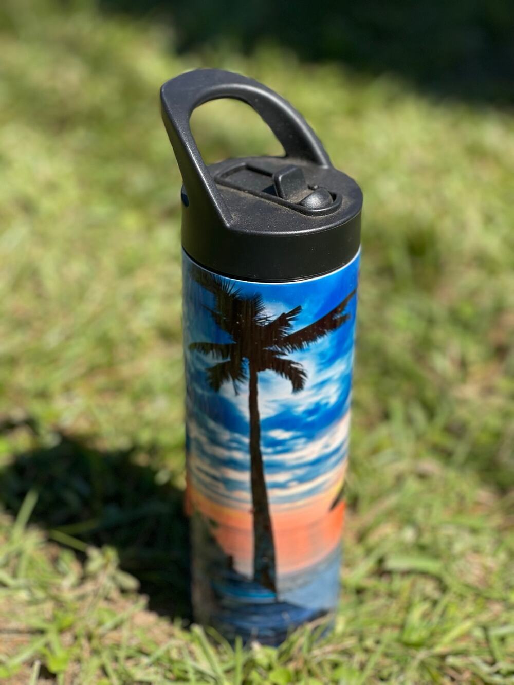 20oz Stainless Steel Water Bottle Palm Tree Nautical